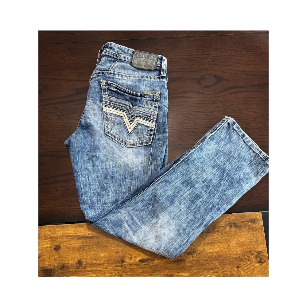 Salvage Mayhem Straight Regular Straight Men's Denim Jeans 33R Buckle Exclusive
